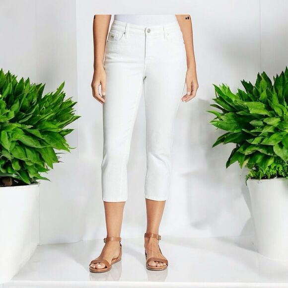NWT Nine West Chrystie Capri Womens Size 8 Bright White Mid Rise Stretch - Picture 2 of 10